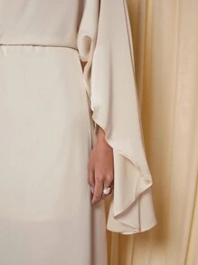 COSMINA Đầm suông dài đơn giản thời trang thường ngày màu trơn siêu dài - Màu be - Xem 7