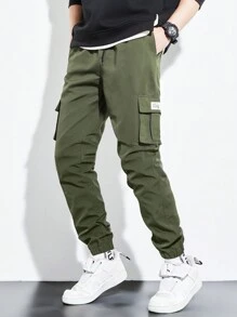 Manfinity Homme 2pcs Men Loose Fit Cargo Pants With Patch Detail - Black - View 4