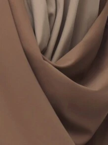 MUSERA 性感撞色垂褶上衣，适合夏季、秋季、冬季和圣诞节穿着。 - 棕色 - 查看 6