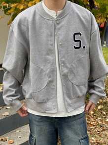 DAZY Springtime Letter Embroidery Grey Men's Sweatshirt Sweatshirt Summer - Grey - View 7