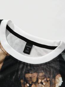 ROMWE MEN Street Life 休闲简约嘻哈图案 T 恤，适合日常穿着 - 彩色 - 查看 6