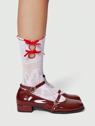 Red High Heel Shoes With Closed Toe, Rhinestone Glitter, Suitable For Bridal Wedding, Formal Dress, Chunky Heel, Mary Jane, Work, Ladies Pumps Valentine's Day