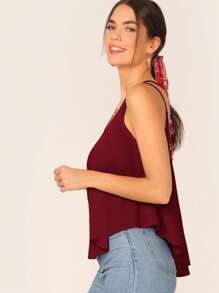 SHEIN Essnce Canotta da donna con spalline sottili a tinta unita, di stile minimalista, per uso casual quotidiano - Bordò - Visualizzare 4