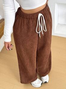 Calvaya Plus Size Women Thick Warm Corduroy Pants, Loose Straight Leg Casual Trousers For Home, Outdoor, Autumn/Winter