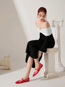 CUCCOO CHICEST Red Polka Dot Mesh Ladies Pointed Toe Flat Shoes Valentine's Day - Red - View 6