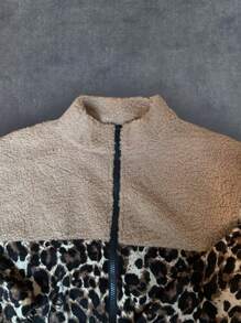 2pcs Women's Leopard Patchwork Jacket & Pants Set, Autumn/Winter