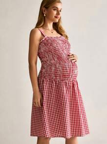 MaterniWear 孕妇简约休闲日常细肩带连衣裙 - 紅白色 - 查看 7