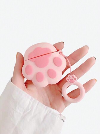 Kawaii Custodia per auricolari carina e dolce con pendente a catena a forma di zampa di gatto rosa, custodia a molla a spirale compatibile con Airpods 1/2 Pro