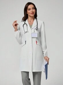 Scrubzie 1 件女士抗皱长款实验室外套/护士服