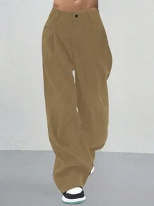 Manfinity Hypemode Pantalones casuales sueltos de hombre con bolsillo diagonal simple