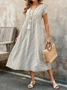 EMERY ROSE 女士休闲度假全印花连衣裙，夏季 - 彩色 - 查看 4