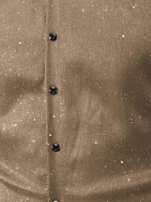 Manfinity AFTRDRK 经典成熟男士闪亮钻石衬衫，秋季款 - 棕色 - 查看 5