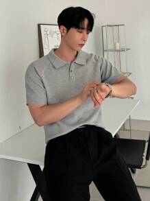 DAZY Men's Plain Basic Knitted Sweater For Summer - Light Grey - View 4