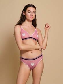 TryMe Women's Chic Casual Heart Pattern Everyday Bra Lingerie