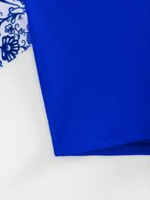 Swim Lushoire 2 件套花卉和动物印花宽松女式分体泳衣，成熟度假风格夏季