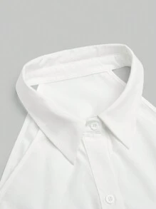 Flirla 无袖褶皱前收腰短款衬衫，简约百搭时尚女式上衣 - 白色 - 查看 3