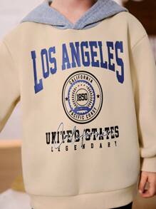 Cozy Pixies Weicher Kapuzenpullover mit Buchstabengrafik für Kleine Jungen in Kontrastfarbe