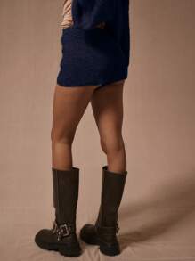 MUSERA Western Knit Mini Sweater Shorts Spring Y2K 90's Casual Cute - Royal Blue - View 4