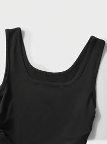 SHEIN Teen Girls' Casual Versatile Minimalist Solid Color Pleated Camisole