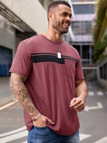 Manfinity NXTstreet Camiseta de manga corta ajustada casual de punto para hombre de talla grande
