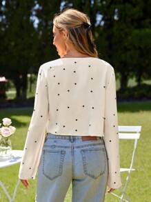 KARISMINA Camisa con nudo delantero y estampado de corazón para mujer, ideal para el Día de San Valentín