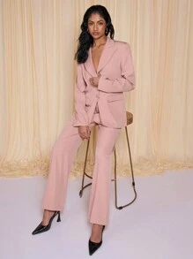 COSMINA Pantalones rectos y holgados de color rosa elegante para mujer, ideales para ir al trabajo, para primavera/verano
