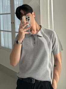 DAZY Men's Plain Basic Knitted Sweater For Summer - Light Grey - View 6