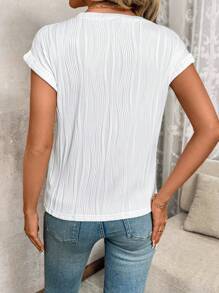 SHEIN Clasi Camiseta informal y suelta con textura para mujer, simple y de moda para uso diario