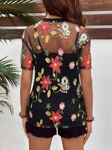 SHEIN Camiseta de Tela para Gestantes, Manga Curta, Casual e Estilosa para Uso Diário - Multicolorido - Visão 2