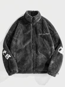 Manfinity VCAY Men's Korean Style Oversized Rabbit Fur Loose Long Sleeve Jacket - Grey - View 2