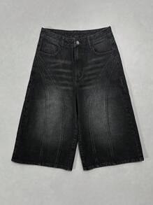 DAZY 5英寸浅色水洗宽松女式纯色口袋直筒牛仔裤，宽松牛仔裤