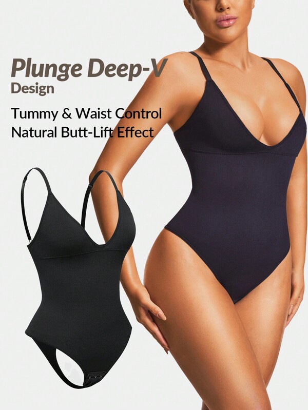 SHEIN Shape Débardeur femme à col V profond de couleur unie