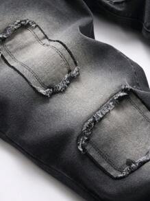 Manfinity LEGND Plus Size Men's Simple Front Button Pocket Casual Denim Black Jeans