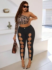 SHEIN SXY Plus Size Ripped Casual Denim Jeans, Simple & Fashionable For Everyday Wear - Black - View 3