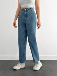 EURMUSE Plus Size Jeans Simple Fashionable Daily Casual - Light Wash - View 4