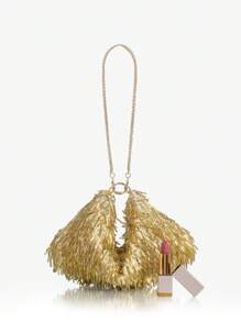 SHEIN SXY Ladies, Women Evening Bag,Top Handle Bag,Fashionable, Luxury, Beads, Sequins, Gold,Striped Sequins,For Cocktail Party,Party,Prom,Club,Date,Birthday,Evening,Date Night,Ball Valentines