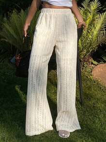 DAZY Women's Casual Lace Straight Leg Pants For Summer