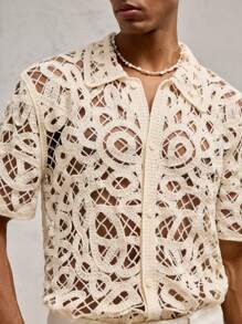 AKNOTIC Business Casual 男士镂空宽松针织休闲秋季毛衣，适合夏季、学校