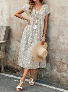 EMERY ROSE 女士休闲度假全印花连衣裙，夏季 - 彩色 - 查看 7