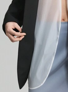 Ontre 2 piezas Blazer informal/de oficina holgado de mujer, con diseño de moneda vintage en blanco y negro