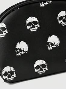 ROMWE 2pcs Black Skull Gothic Printed Storage Pouch Set - Black - View 4