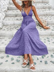 Breezaya Solid Criss Cross Tie Backless Cami Dress For New Year Clothes Maxi Vacation Beach Outfits Women