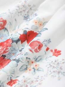 DAZY Dames V-hals bloemenprint pofmouw mid-calf splitjurk