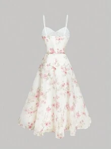 SHEIN MOD 女式花卉欧根纱连衣裙、女士生日连衣裙、春装、夏季连衣裙、女士复古服装、女士晚礼服、女士波西米亚风连衣裙、俱乐部连衣裙、度假、情人节晚礼服、女士新年连衣裙、新年派对连衣裙、女士早午餐服装、女士约会晚礼服、女士音乐会服装、中国新年服装、蝴蝶结、茶会服装、女士早午餐服装 - 彩色 - 查看 2