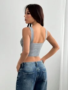 Muchica Women's Minimalist Slim-Fit Tank Top With Wide Straps, Casual Everyday Wear