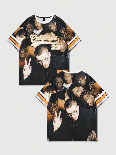 Prep Jersey Casual Simplistic Hip Hop Graphic T-Shirt, For Everyday Wear