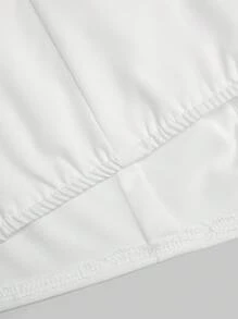 Flirla 无袖褶皱前收腰短款衬衫，简约百搭时尚女式上衣 - 白色 - 查看 5