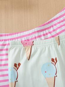 SHEIN Leap Crew 4pcs Tween Girls Set: Round Neck Short Sleeve T-Shirt & Leggings Pajama Set - Mint Green - View 6