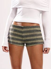 SHEIN BAE Women's Casual Fashionable Vintage Color Block Mini Shorts