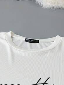 SHEIN LUNE Plus Size Women's Leopard Print Pleated Mini Skirt With White T-Shirt 2 Pieces Set - Multicolor - View 3